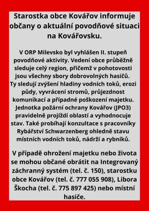 povodňová situace na Kovářovsku